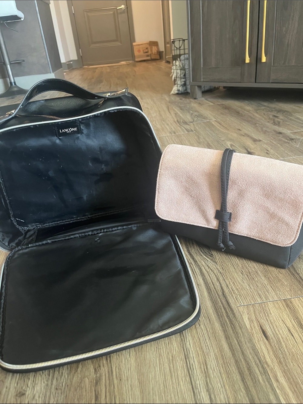 Lancome Black and Blush Two-Piece Travel Bag Set